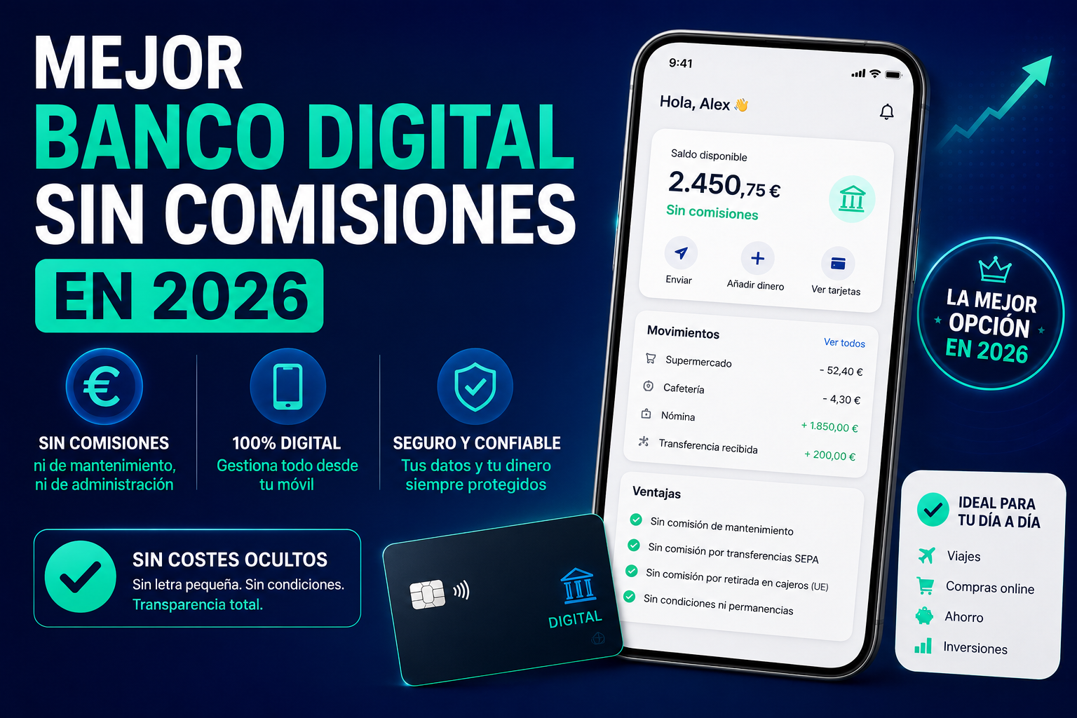 Mejor banco digital sin comisiones en 2026